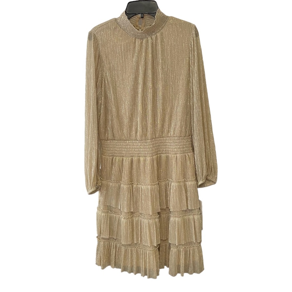 Elegant Gold Long Sleeve Dress